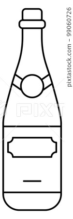 Sparkling wine glass bottle drink line icon 99060726