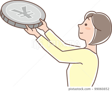 積累_銀幣積累_持幣女人_上半身 99060852