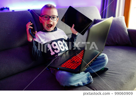 Danya's boy studies at home on the computer. 99060909