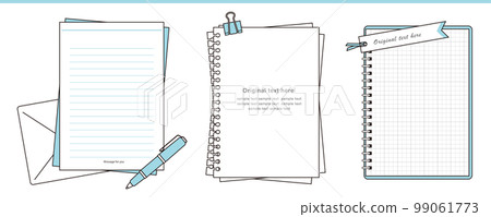 Set of design frames for stationery, notebooks, and memos that can be used with original text 99061773