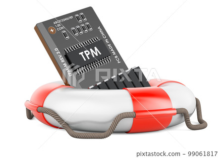 Trusted Platform Module, TPM with lifebuoy, 3D rendering Trusted Platform Module, TPM with lifebuoy, 3D rendering 99061817