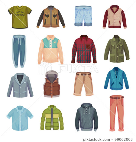 Man Clothing with Pants, Jacket and Shirt Big Vector Set 99062003