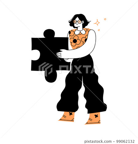 Marketing with Woman Character Interlocking Jigsaw Puzzle Vector Illustration Marketing with Woman Character Interlocking Jigsaw Puzzle Vector Illustration 99062132