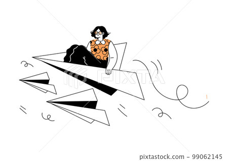 Marketing with Woman Character Flying on Paper Plane Vector Illustration Marketing with Woman Character Flying on Paper Plane Vector Illustration 99062145