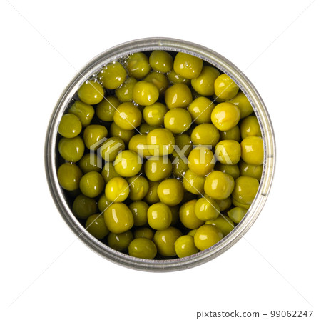 Canned Green Peas Isolated, Sweet Pea Pile, Cooked Legume, Protein Source, Healthy Vegan Food 99062247