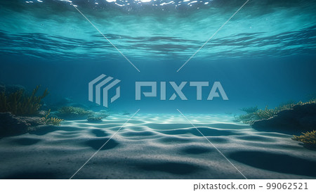 Underwater Sea Deep Water Abyss With Blue Sun Light Stock Photo