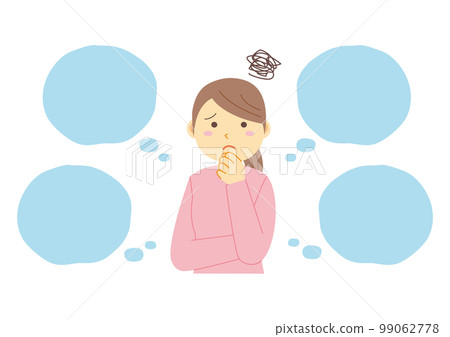 Worried woman and speech bubble illustration_1 Worried woman and speech bubble illustration_1 99062778