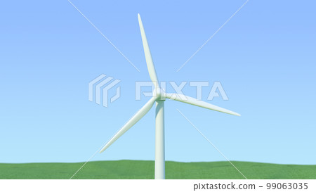 3D illustration of a wind farm standing on a hill 3D illustration of a wind farm standing on a hill 99063035
