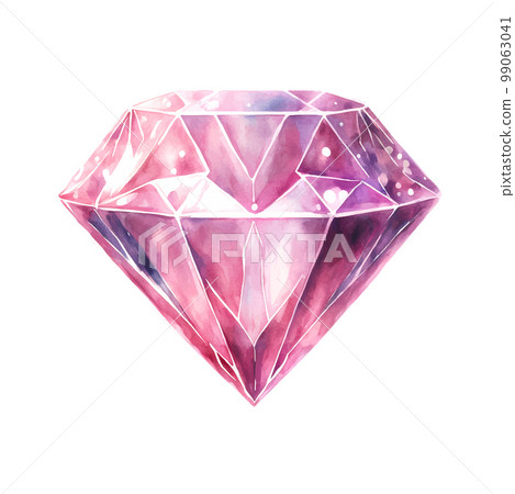 Vector pink purple diamond crystal. Watercolor illustration. 99063041