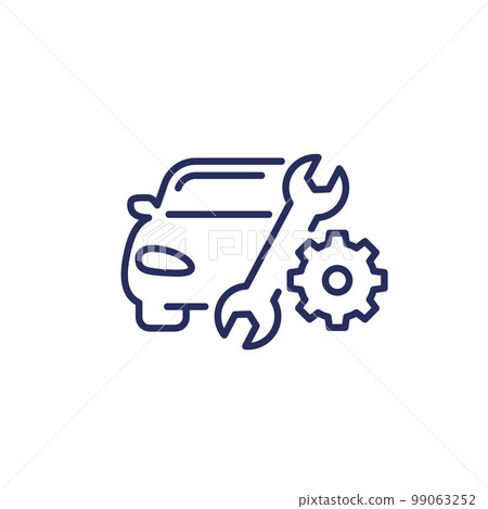 car repair service line icon with wrench 99063252