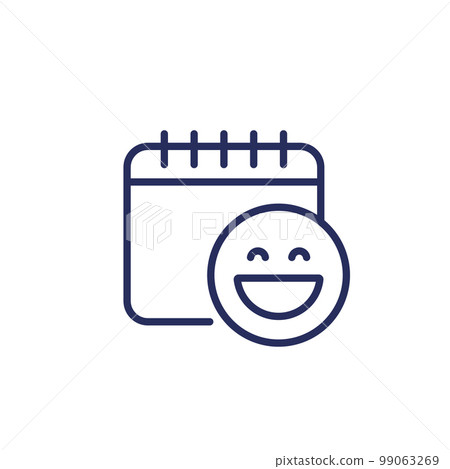 Fool day icon with a calendar, line vector 99063269