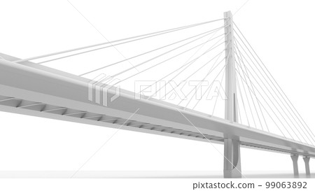 Suspension bridge digital model isolated on white, 3d rendering Suspension bridge digital model isolated on white, 3d rendering 99063892