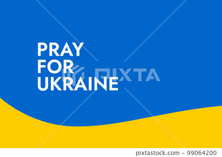 Poster with the words Pray for Ukraine on the background of the yellow-blue Ukrainian flag. Stand Poster with the words Pray for Ukraine on the background of the yellow-blue Ukrainian flag. Stand 99064200
