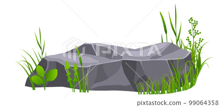 Stone ground element. Green grass for game landscape 99064358
