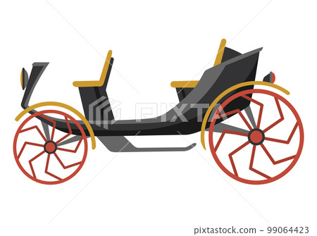 Carriage cartoon. Vintage transport with old wheels. Antique transportation of royal coach, chariot or wagon for traveling. Cab - wedding carriage. Retro cart icon design Carriage cartoon. Vintage transport with old wheels. Antique transportation of royal coach, chariot or wagon for traveling. Cab - wedding carriage. Retro cart icon design 99064423