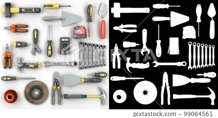 colored tools set background concept of repair tools warehouse promotion 3d render on white with alpha colored tools set background concept of repair tools warehouse promotion 3d render on white with alpha 99064561