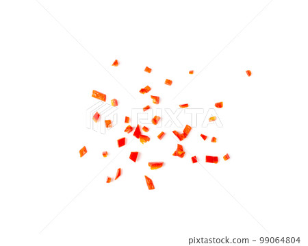 Chopped Chili Peppers Cut Isolated, Fresh Spicy Chilli Pepper Pieces, Red Hot Chili Peppers Parts 99064804