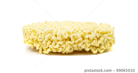 Dry Instant Noodles Isolated, Round Asian Pasta, Traditional Korean Ramen, Uncooked Instant Egg Noodles Dry Instant Noodles Isolated, Round Asian Pasta, Traditional Korean Ramen, Uncooked Instant Egg Noodles 99065010