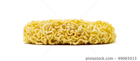 Dry Instant Noodles Isolated, Round Asian Pasta, Traditional Korean Ramen, Uncooked Instant Egg Noodles Dry Instant Noodles Isolated, Round Asian Pasta, Traditional Korean Ramen, Uncooked Instant Egg Noodles 99065013