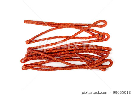 Dried Smoked Sausage Isolated, Thin Salami Sticks, Dry Embutido, Thin Bratwurst Sausage 99065018