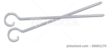 Metal skewer stick. Kebab tool cartoon icon Metal skewer stick. Kebab tool cartoon icon 99065270