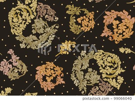 Decorative flowers and leaves in art nouveau style, Decorative flowers and leaves in art nouveau style, 99066040