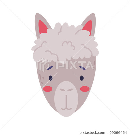Head of cute baby llama farm animal. Nursery decoration, baby card or invitation design cartoon vector illustration 99066464