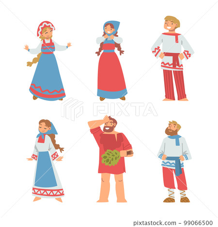 Slav or Slavonian People Character in Ethnic... - Stock Illustration ...