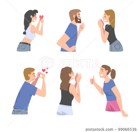 Man and Woman Showing Heart Gesture and Clapping Hands as Social Media Follower and Subscriber Showing Adoration Vector Set Man and Woman Showing Heart Gesture and Clapping Hands as Social Media Follower and Subscriber Showing Adoration Vector Set 99066536