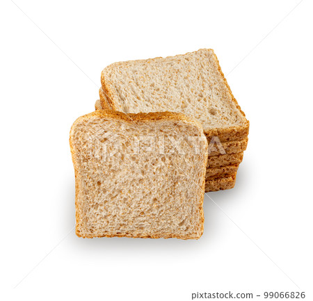 Whole Grain Healthy Sandwich Bread Square Slices Isolated, Supermarket Bread for Toasts, Soft Pieces 99066826
