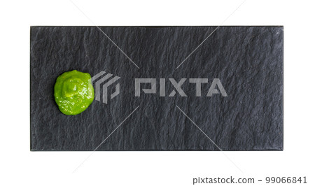 Wasabi Smear Isolated, Green Sushi Paste on White Background 99066841