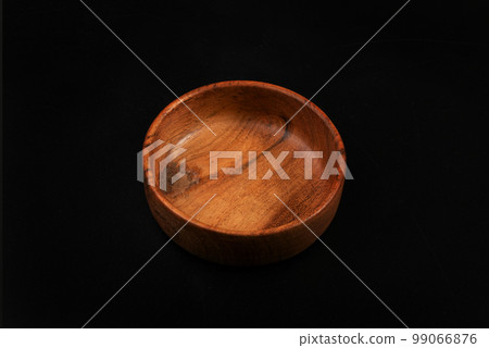 Empty Wood Bowl Isolated, Wooden Bowl on Black Background, Rustic Mock Up Empty Wood Bowl Isolated, Wooden Bowl on Black Background, Rustic Mock Up 99066876
