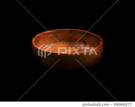 Empty Wood Bowl Isolated, Wooden Bowl on Black Background, Rustic Mock Up Empty Wood Bowl Isolated, Wooden Bowl on Black Background, Rustic Mock Up 99066877