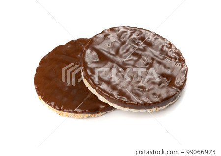 Puffed Rice Cake with Chocolate Isolated, Rice Diet Bread, Waffle, Cocoa Crackers 99066973