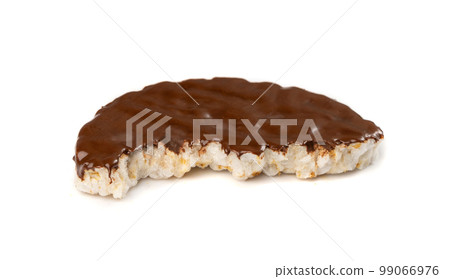 Bitten Puffed Rice Cake with Chocolate Isolated, Rice Diet Bread, Waffle, Cocoa Crackers Bitten Puffed Rice Cake with Chocolate Isolated, Rice Diet Bread, Waffle, Cocoa Crackers 99066976