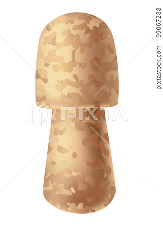 Cork wine stopper. Corkwood plug. Wine stopper. Wooden bung for bottle, equipment for alcohol winery production. Wooden textured cartoon style 99067288