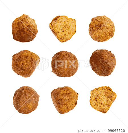 Falafel Balls Isolated, Fried Chickpea Balls, Traditional Arabic Street Food, Falafel on White Background 99067520
