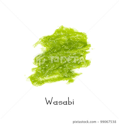 Wasabi Smear Isolated, Green Sushi Paste on White Background 99067538