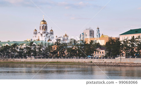 Panorama of Yekaterinburg with a view of the church on the blood in the name of all saints who shone forth in the land of Russia. 99068066