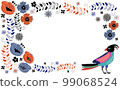 Fashionable hand drawn frame of Scandinavian style flowers and birds 99068524