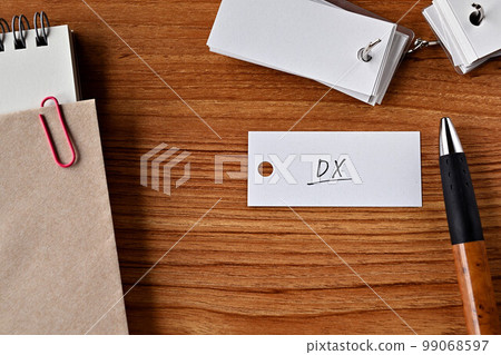 一張桌子上寫著 DX 的字書 一張桌子上寫著 DX 的字書 99068597