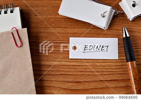 A desk with a word book written as EDINET A desk with a word book written as EDINET 99068600