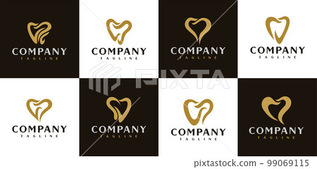 Simple dental tooth logo design template bundle. 99069115