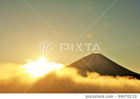 The sun at dawn, the sea of clouds, and Mt. Fuji The sun at dawn, the sea of clouds, and Mt. Fuji 99070219