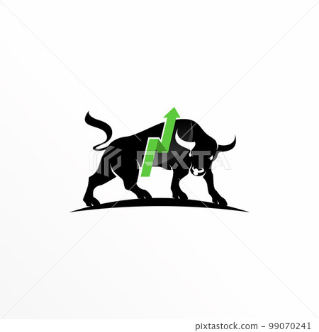 Bull andTraffic or up arrow image graphic icon logo design abstract concept vector stock. Can be used as a symbol related to animal or trading. Bull andTraffic or up arrow image graphic icon logo design abstract concept vector stock. Can be used as a symbol related to animal or trading. 99070241