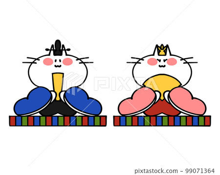 Hinamatsuri's emperor and Hina doll cat illustration material Hinamatsuri's emperor and Hina doll cat illustration material 99071364
