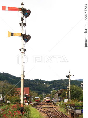 Yoshigahara Station where trains are preserved in dynamic condition on the discontinued Dowa Mining Katakami Railway Yoshigahara Station where trains are preserved in dynamic condition on the discontinued Dowa Mining Katakami Railway 99071783