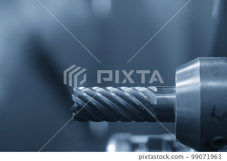 Close-up scene the flat end mill cutter for CNC milling machine. Close-up scene the flat end mill cutter for CNC milling machine. 99071963
