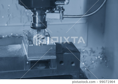 The CNC milling machine rough cutting with flat end mill tool. The CNC milling machine rough cutting with flat end mill tool. 99071964