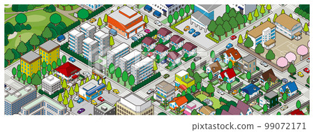 Three-dimensional view of the townscape. Cityscape. 99072171